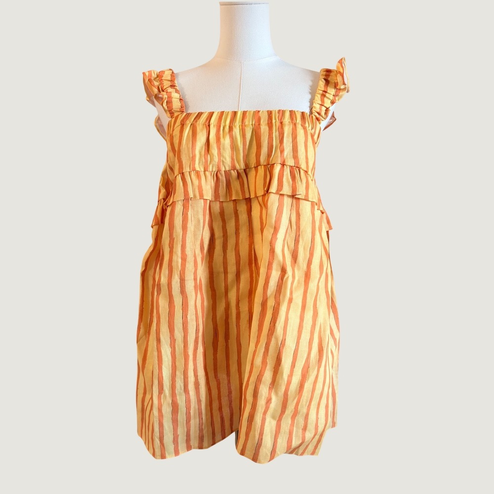 VRG GRL Malia 100% Linen Smock Mini Dress – Stripe